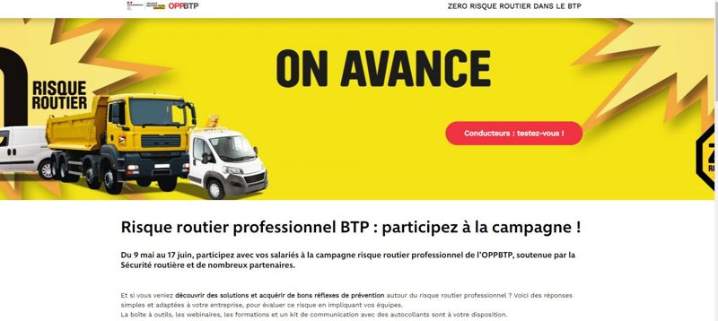 Campagne "Zéro risque routier dans le BTP"